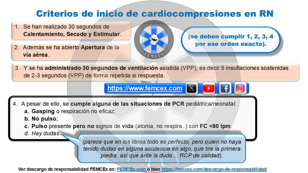 Criterios de inicio de cardiocompresiones en RN